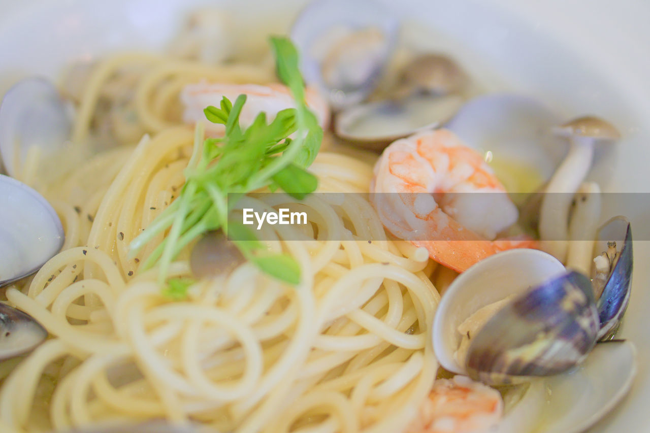 Close-up of pasta served in bowl