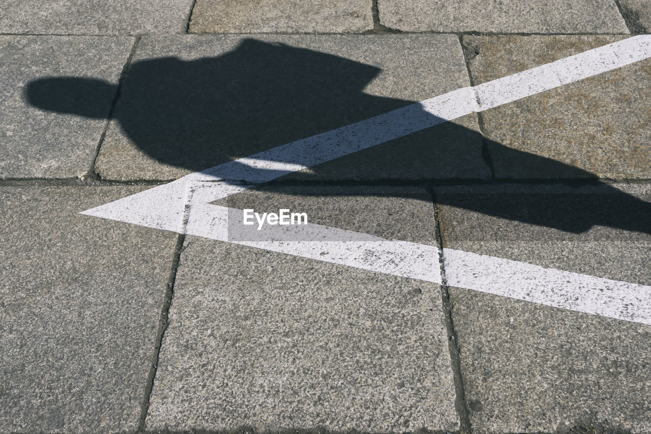 HIGH ANGLE VIEW OF ZEBRA CROSSING