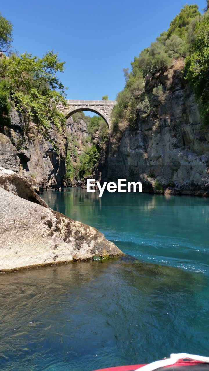 Scenic view of river against clear sky