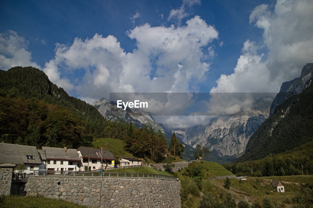 PANORAMIC VIEW OF HOUSES AMIDST BUILDINGS AGAINST SKY