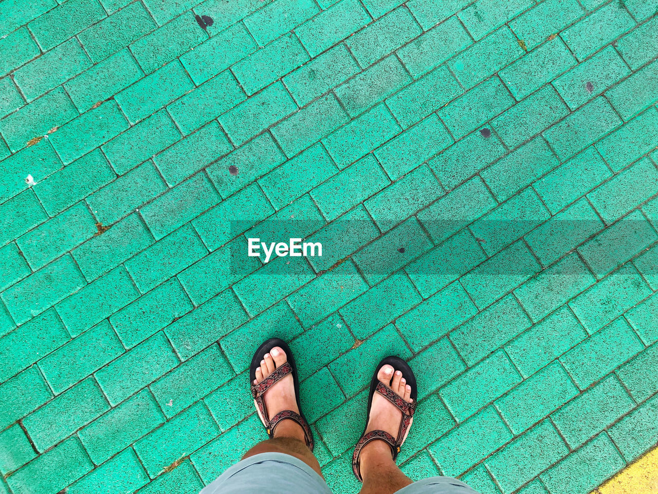 Low section of man standing on footpath