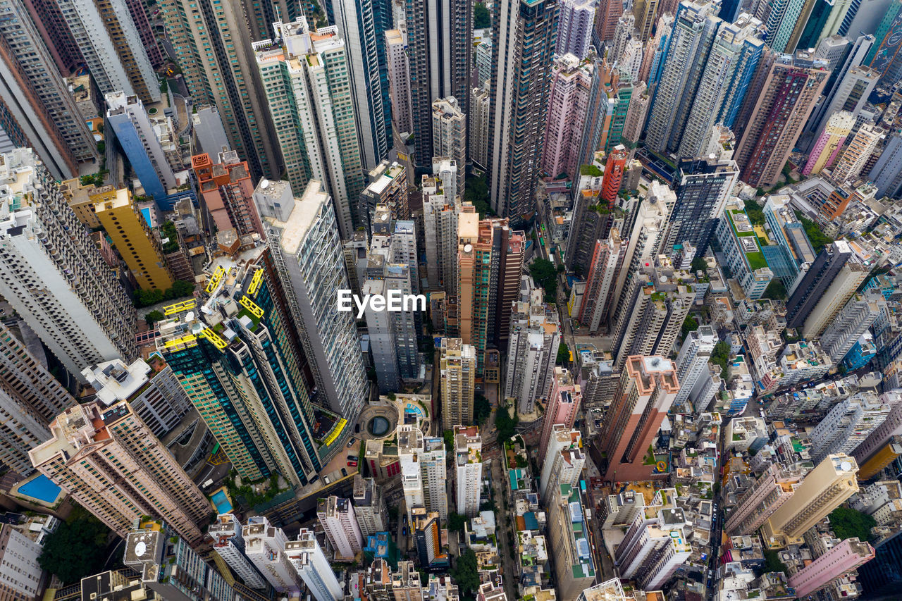 Aerial view of modern buildings in city