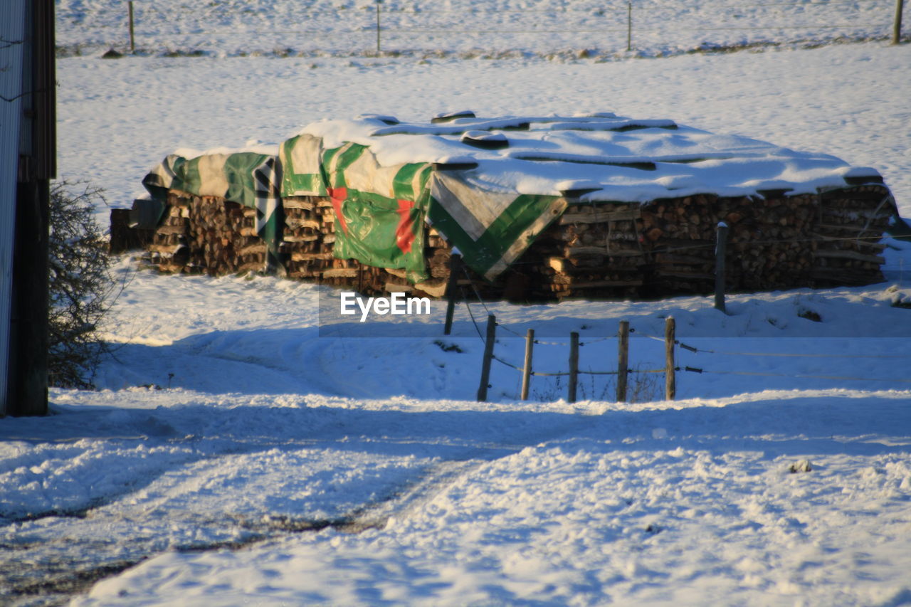 SNOW COVERED LAND ON FIELD