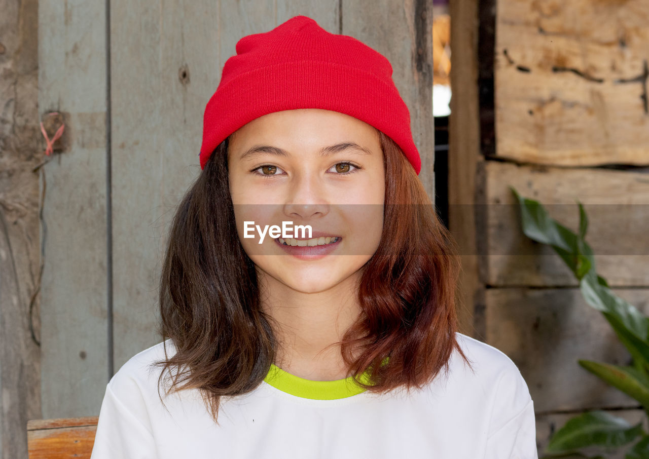 Close-up shot of beautiful white asian woman, idol, model, teen and looking at camera.