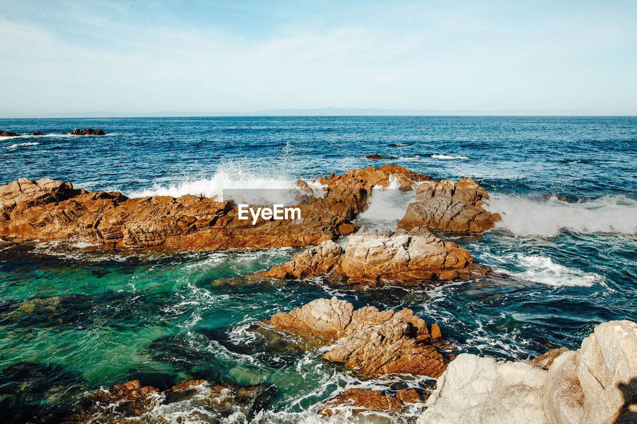 SCENIC VIEW OF SEA WAVES AGAINST SKY