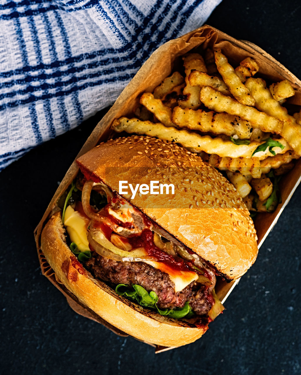 Close-up of burger in plate