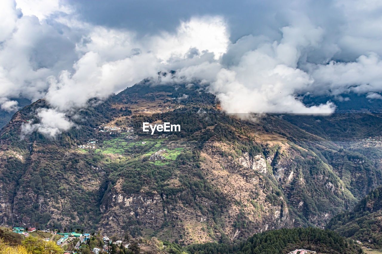 AERIAL VIEW OF MOUNTAINS AGAINST SKY