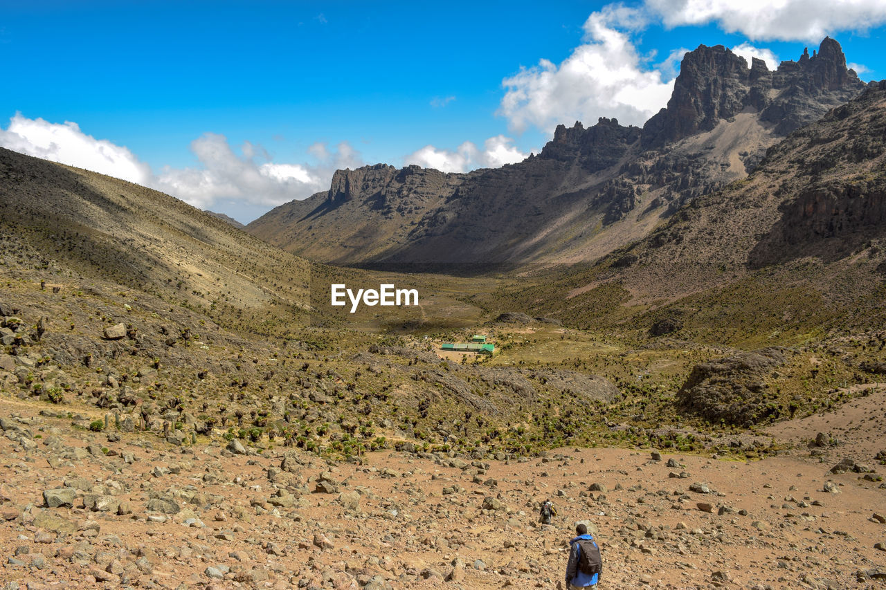 Scenic view of landscape against sky at mount kenya 