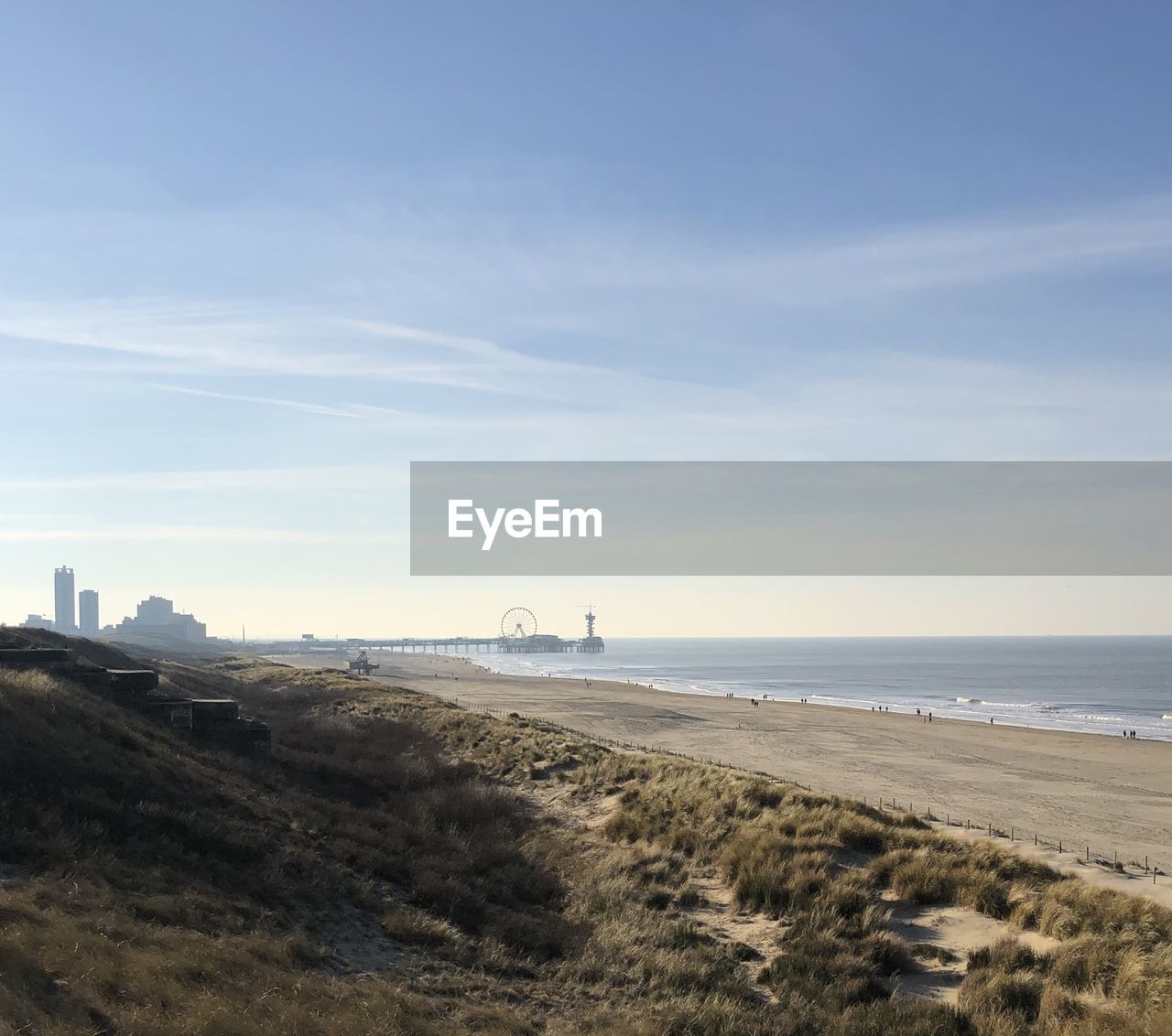 Scenic view of beach against sky