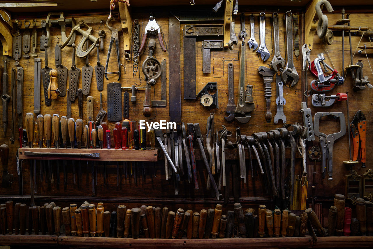 Close-up of tools store