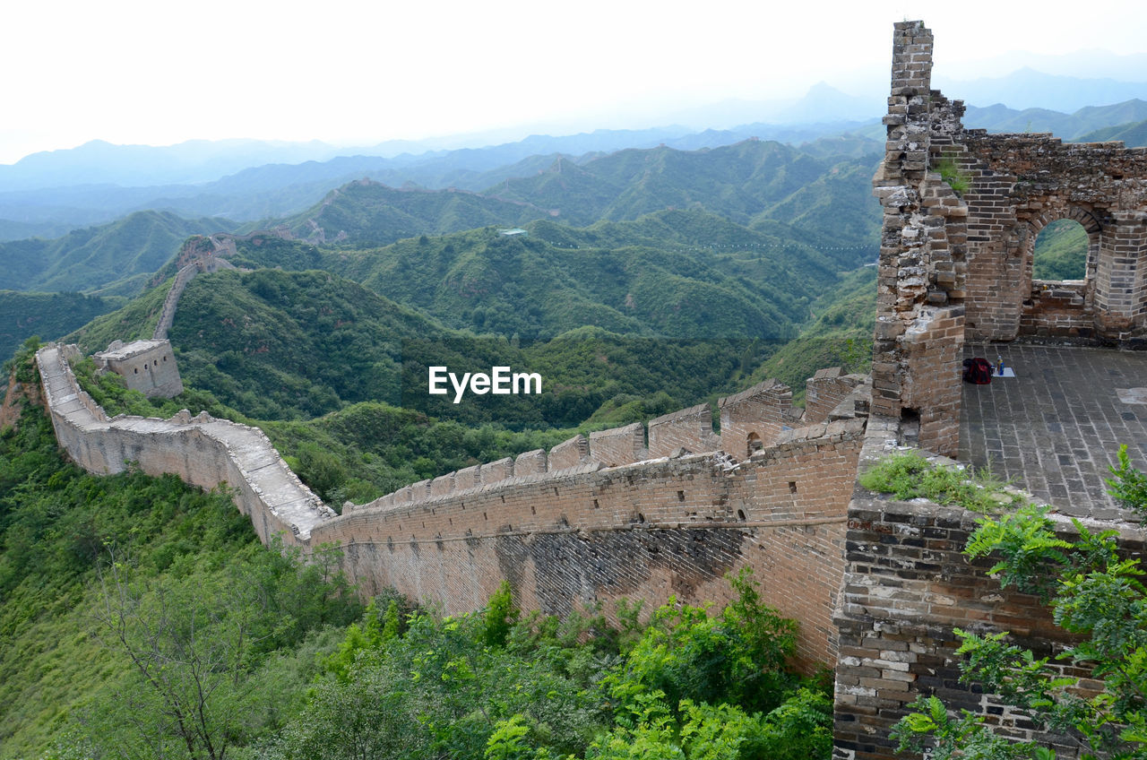 High angle view of castle on mountain