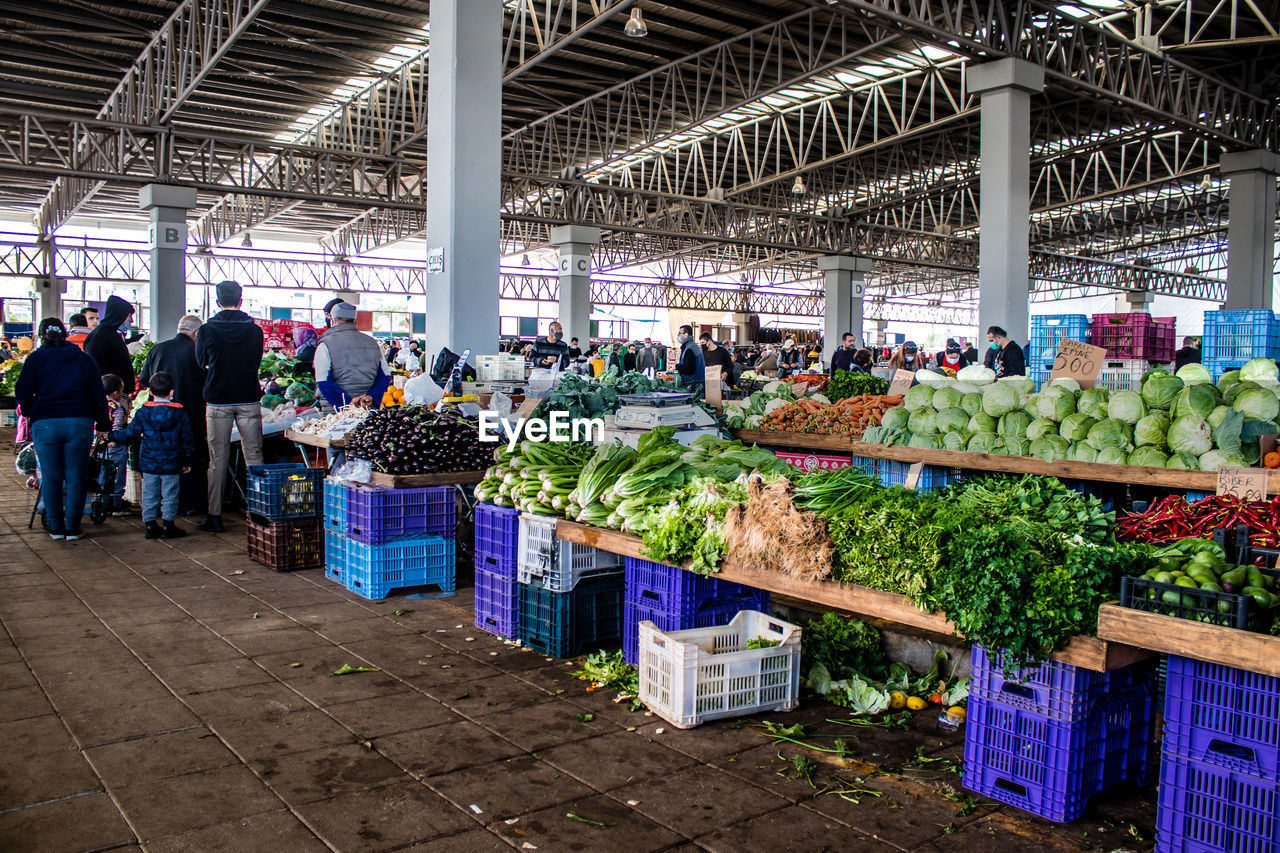 high angle view of food for sale