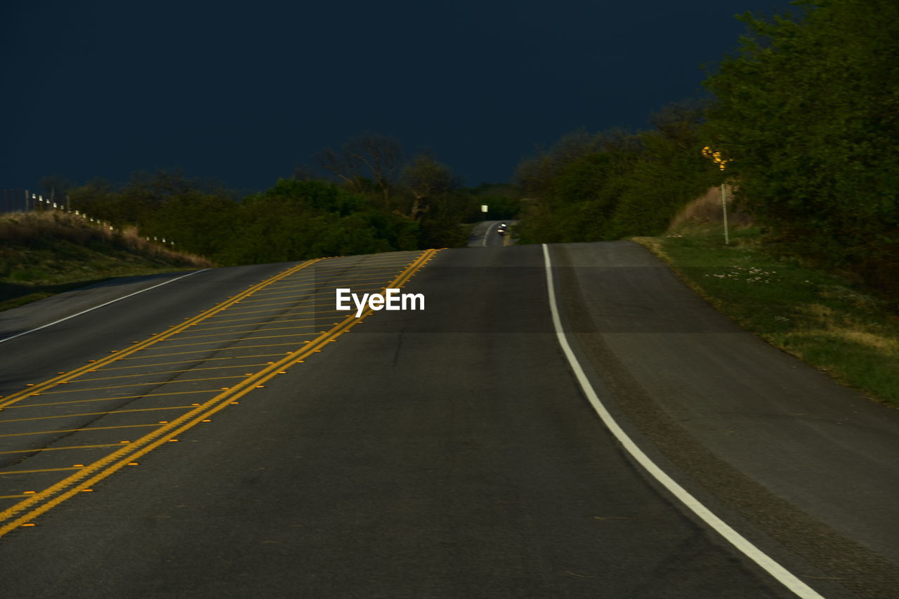 EMPTY ROAD AMIDST TREES AGAINST SKY