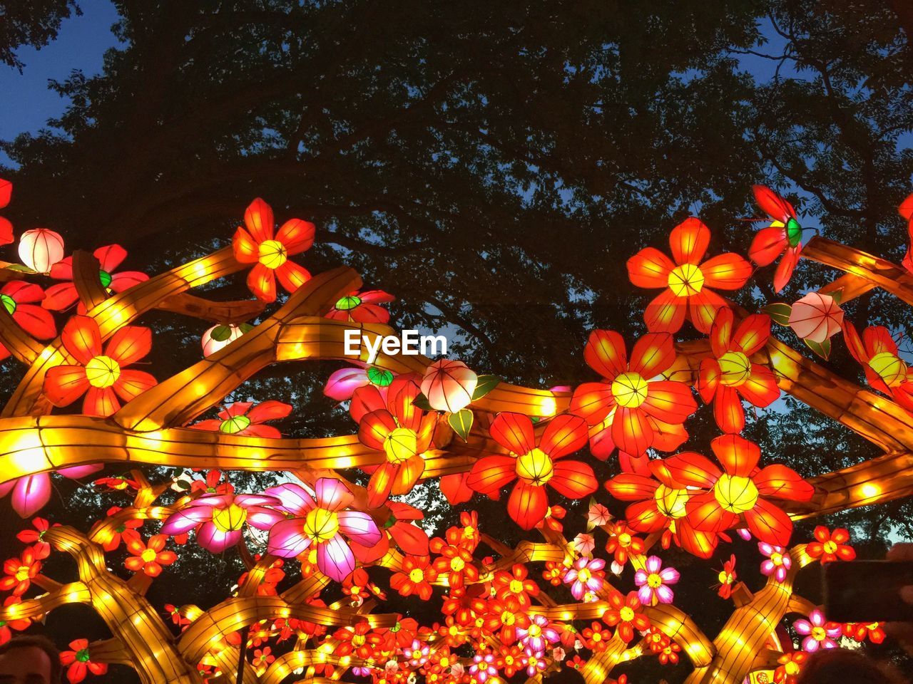 Illuminated decorations in shape of flowers