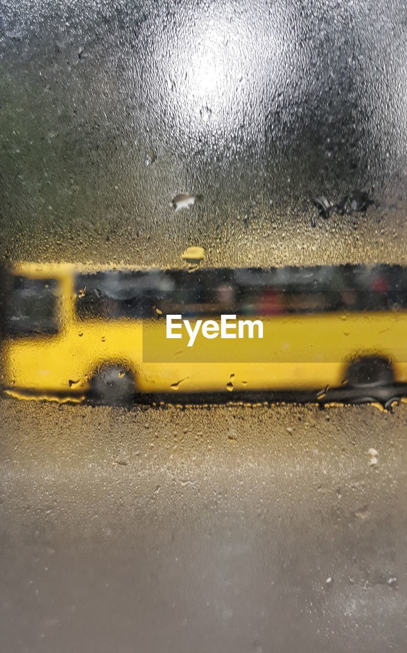 Bus with raindrops