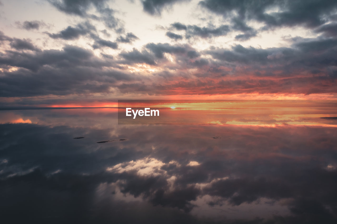 Aerial view of cloudscape during sunset