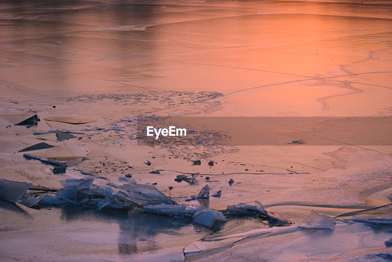 Scenic view of frozen lake during winter