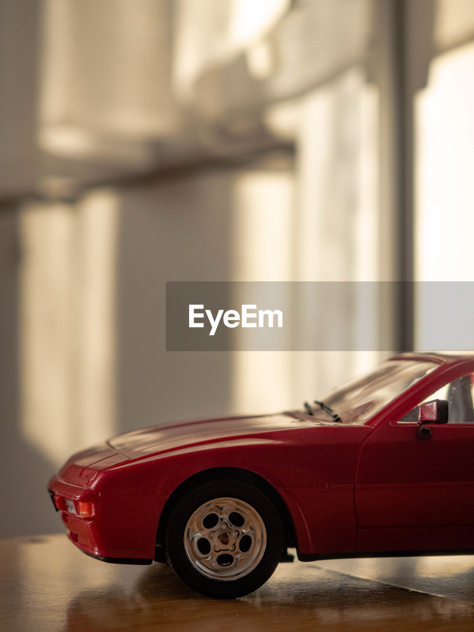 Close-up of toy car on table