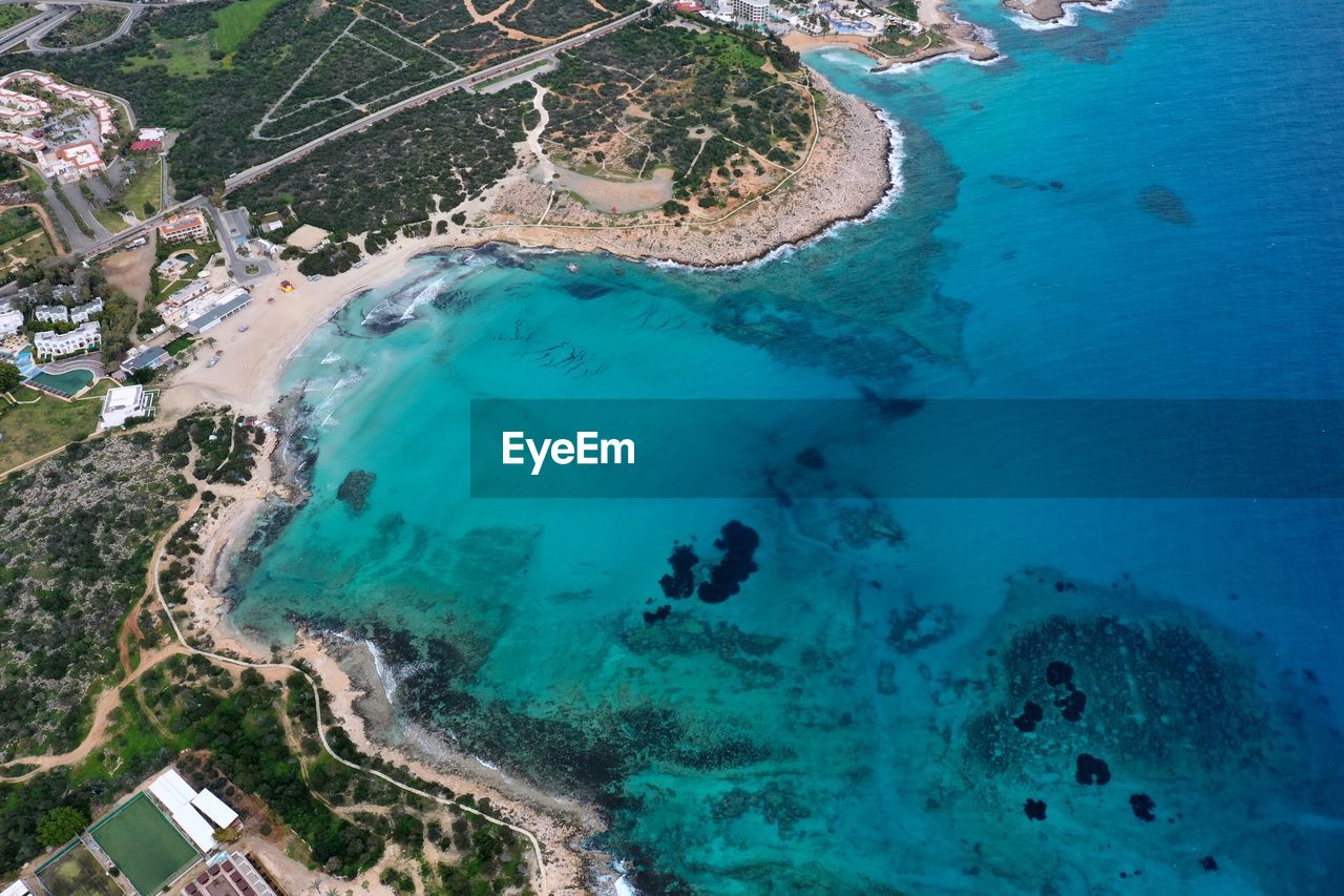 High angle view of beach