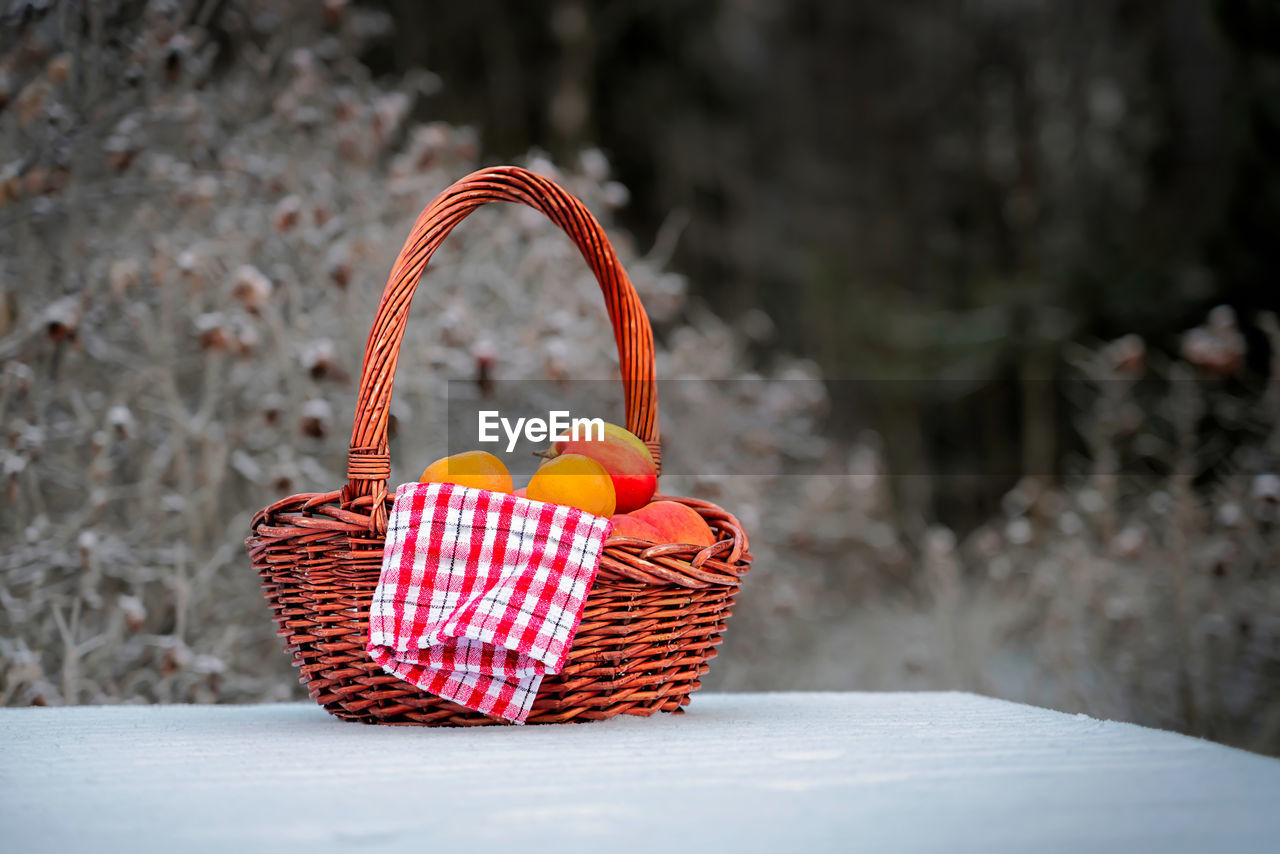 red, basket, picnic basket, no people, nature, container, food, food and drink, outdoors, spring, celebration, focus on foreground, day