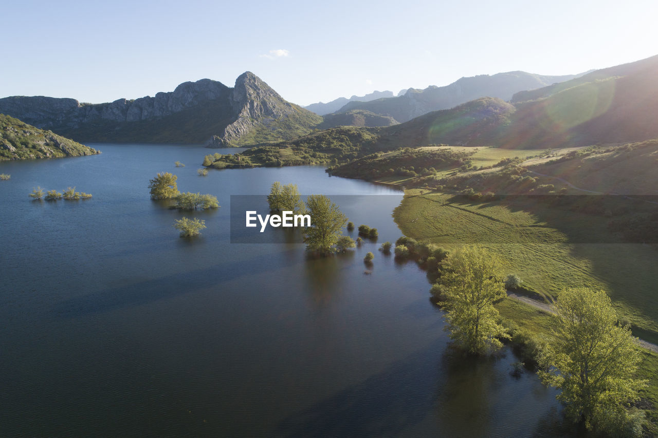 Porma reservoir from aerial view