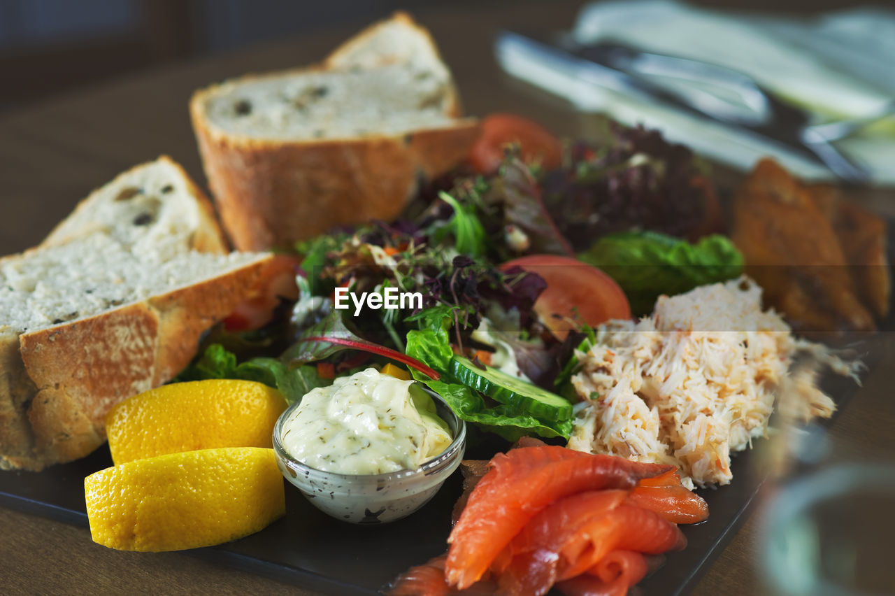 Close-up of food on table