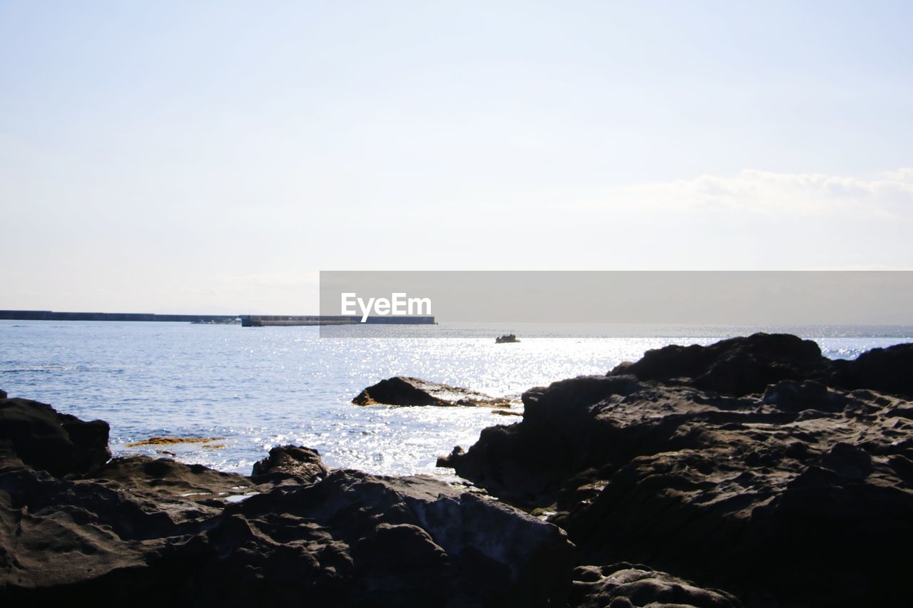 Scenic view of sea against clear sky