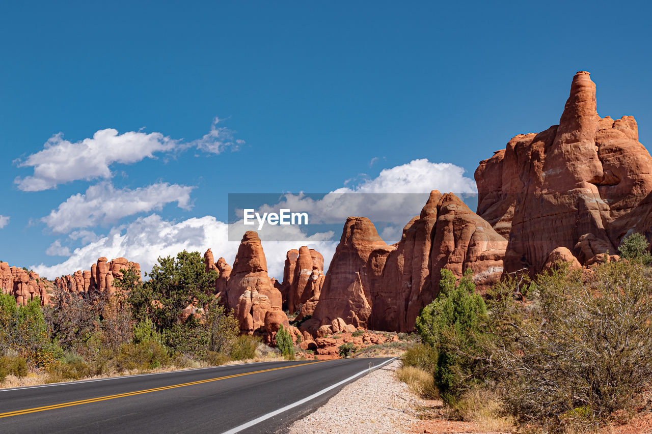 Road passing through rocks