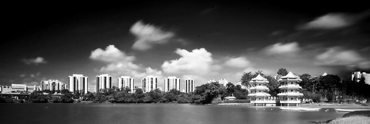 PANORAMIC SHOT OF CITY SKYLINE AGAINST SKY