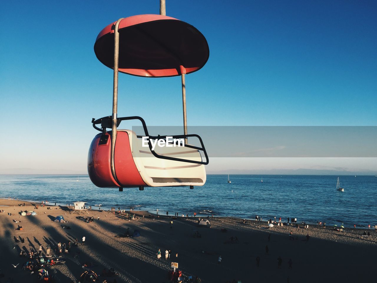 Close-up of retro ferris wheel above santa cruz beach