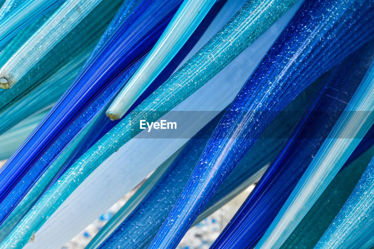 Full frame shot of blue fiber optics