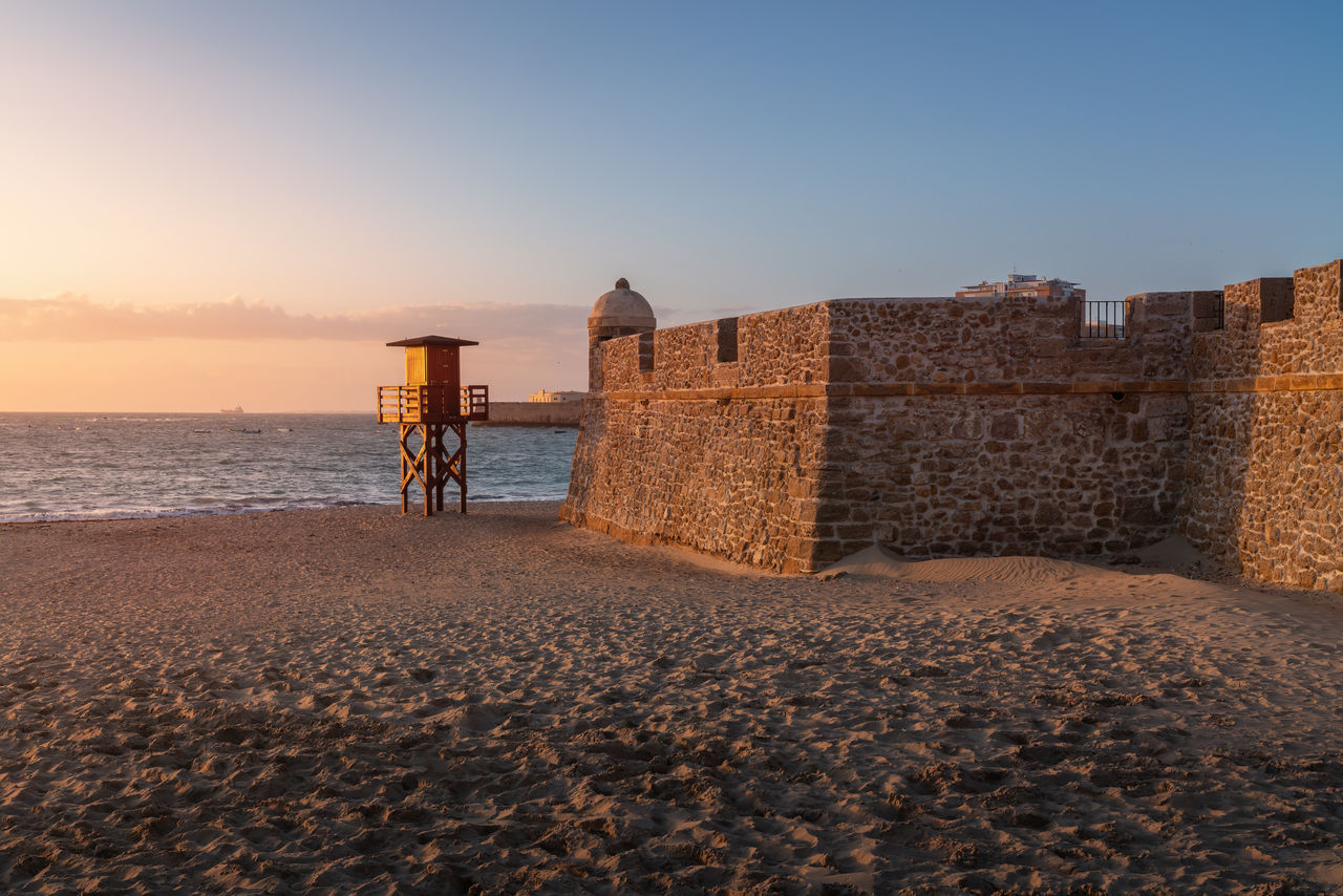 scenic view of beach against clear sky