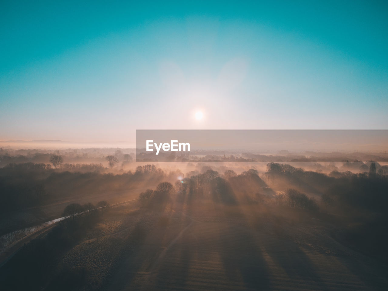AERIAL VIEW OF LANDSCAPE DURING SUNSET