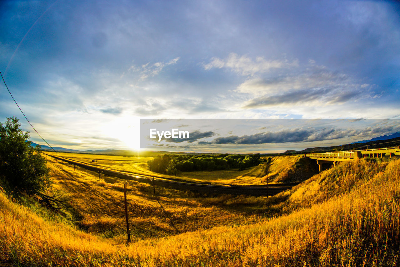 Scenic view of landscape against cloudy sky