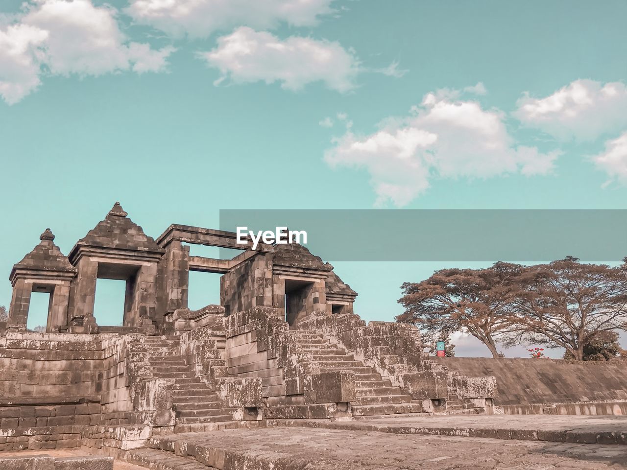 Low angle view of old ruins against sky