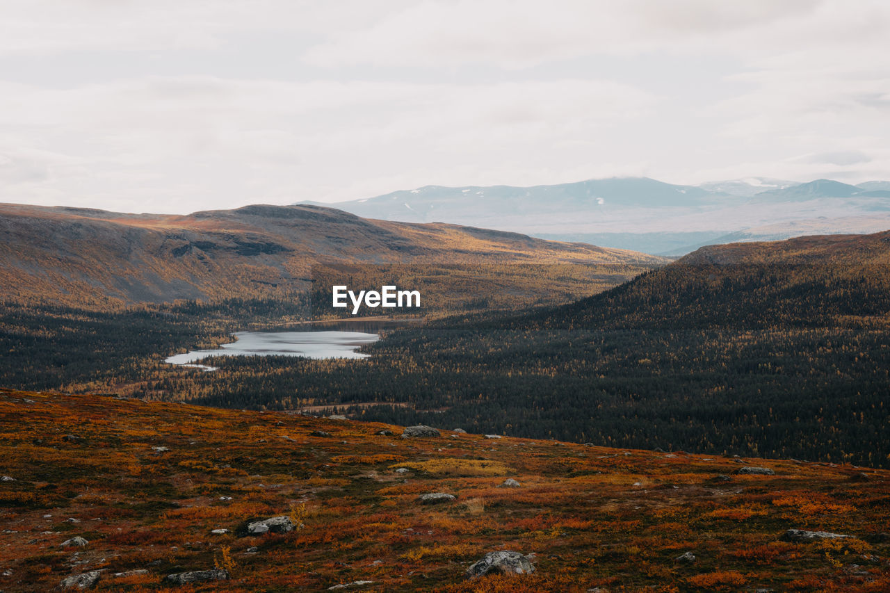 Scenic view of lake against sky