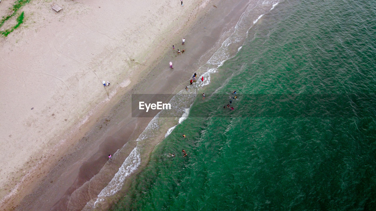 High angle view of people on beach