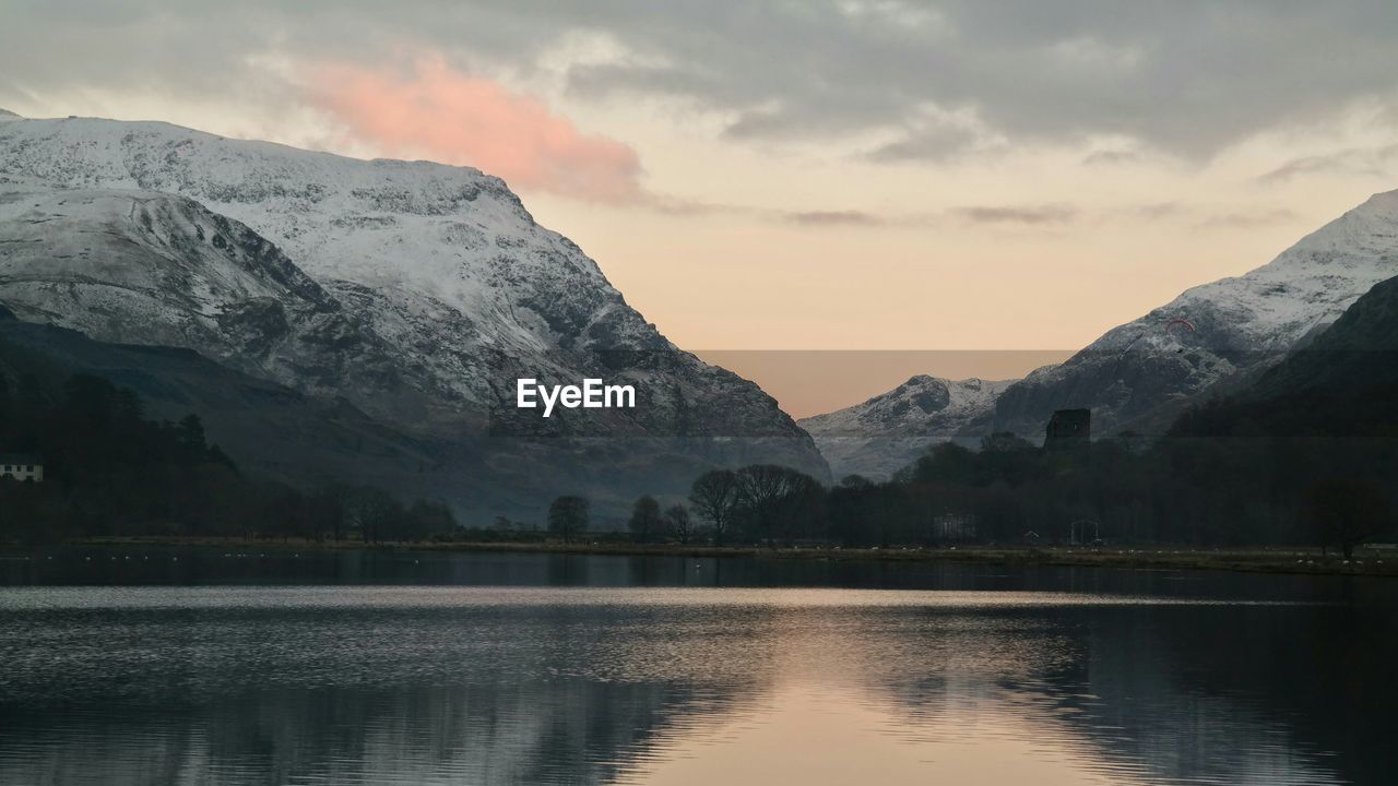 SCENIC VIEW OF LAKE WITH MOUNTAINS IN BACKGROUND