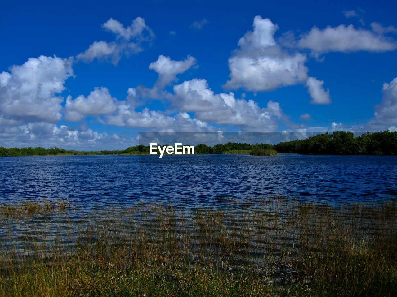 Scenic view of lake against sky