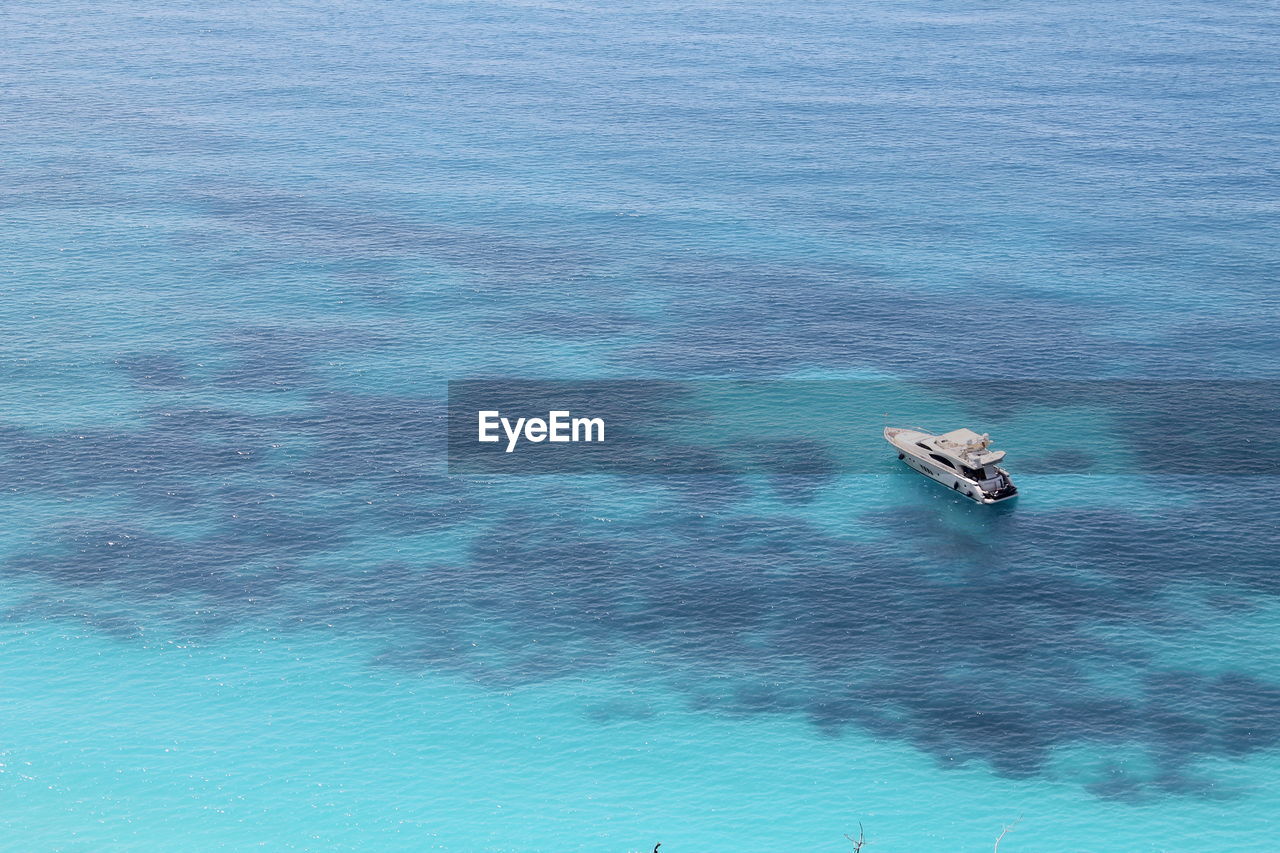 High angle view of ship in sea