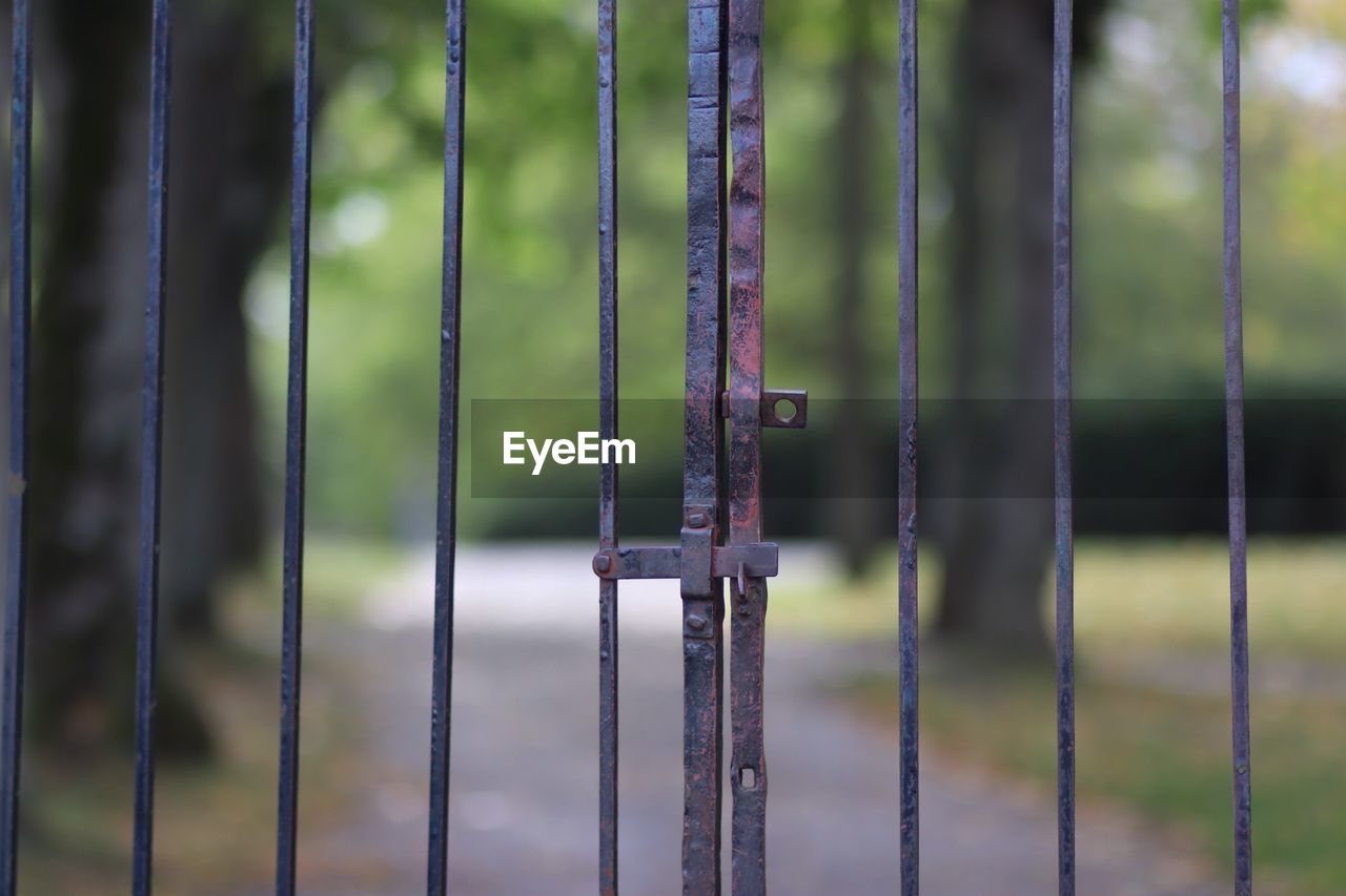 Full frame shot of metallic gate at park