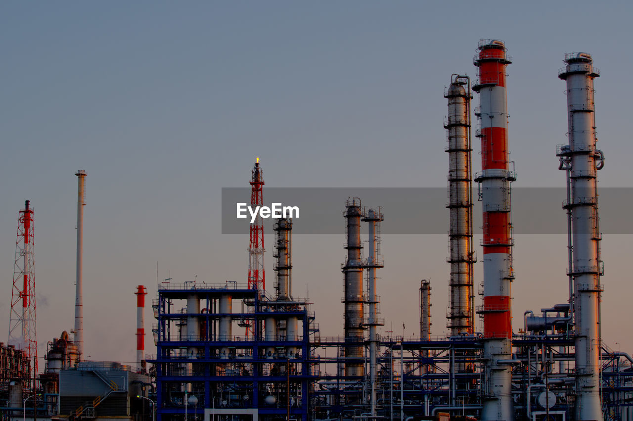 Oil refinery in the evening.