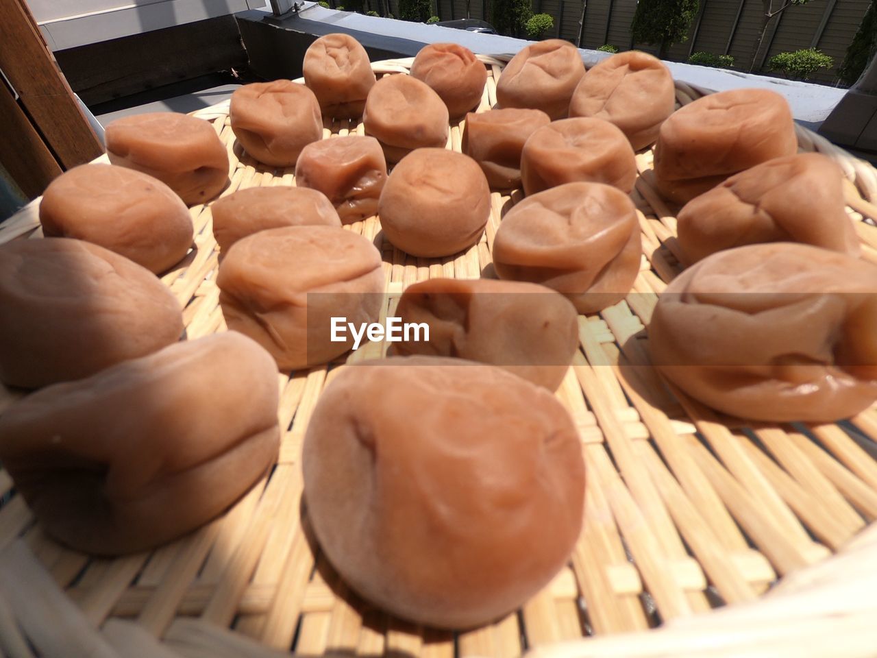 High angle view of chocolate cake in basket