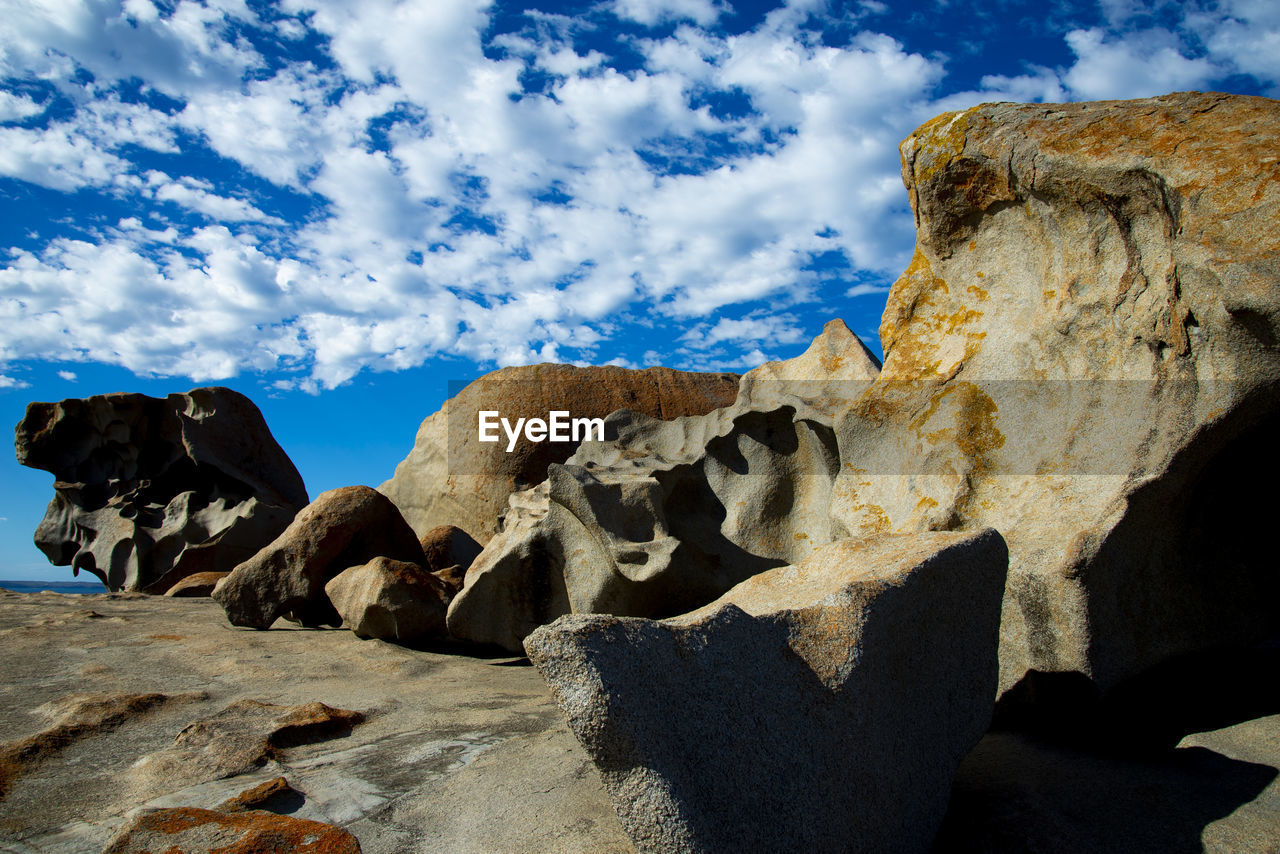 low angle view of rocks on rock