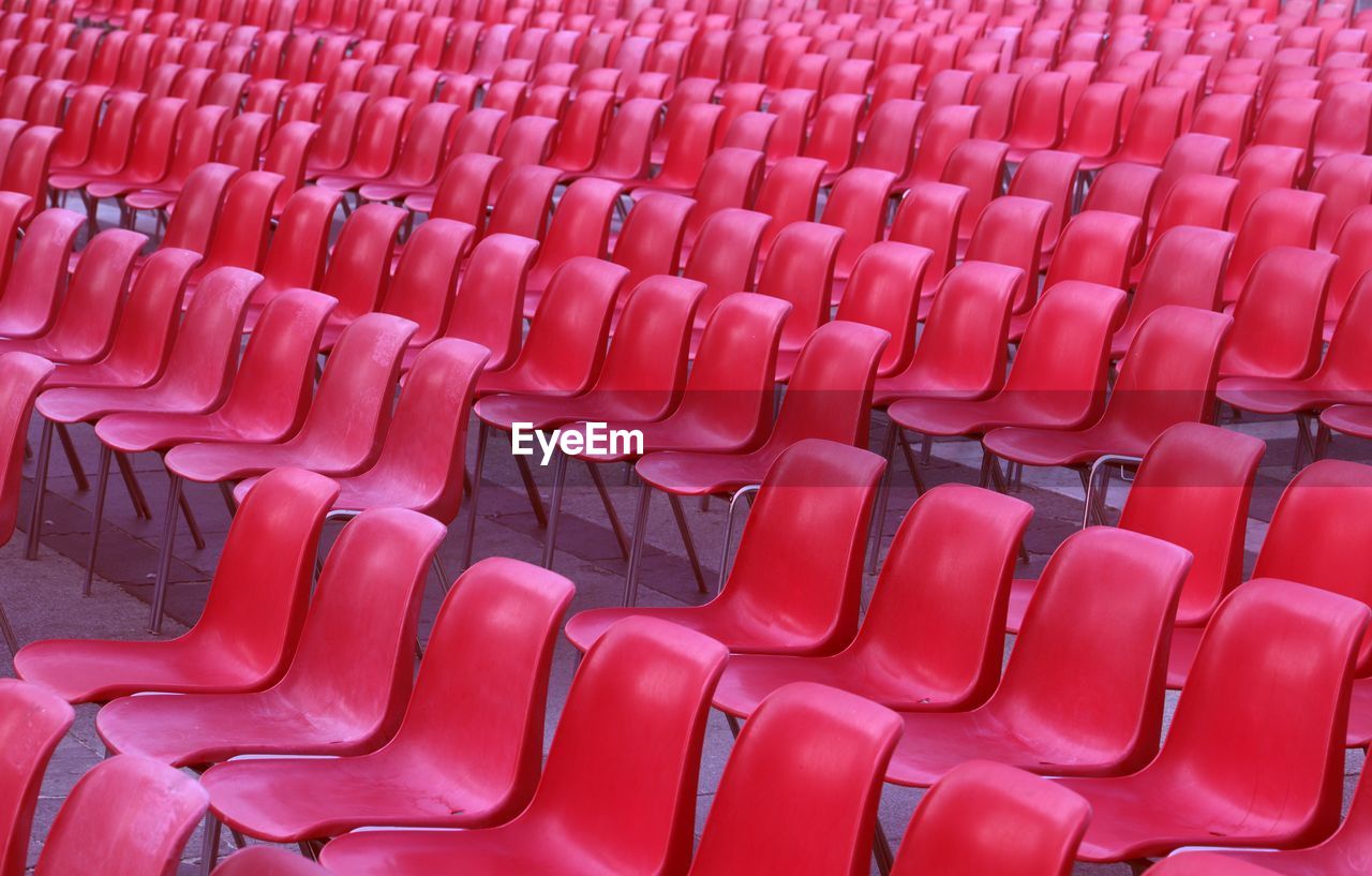 High angle view of empty chairs