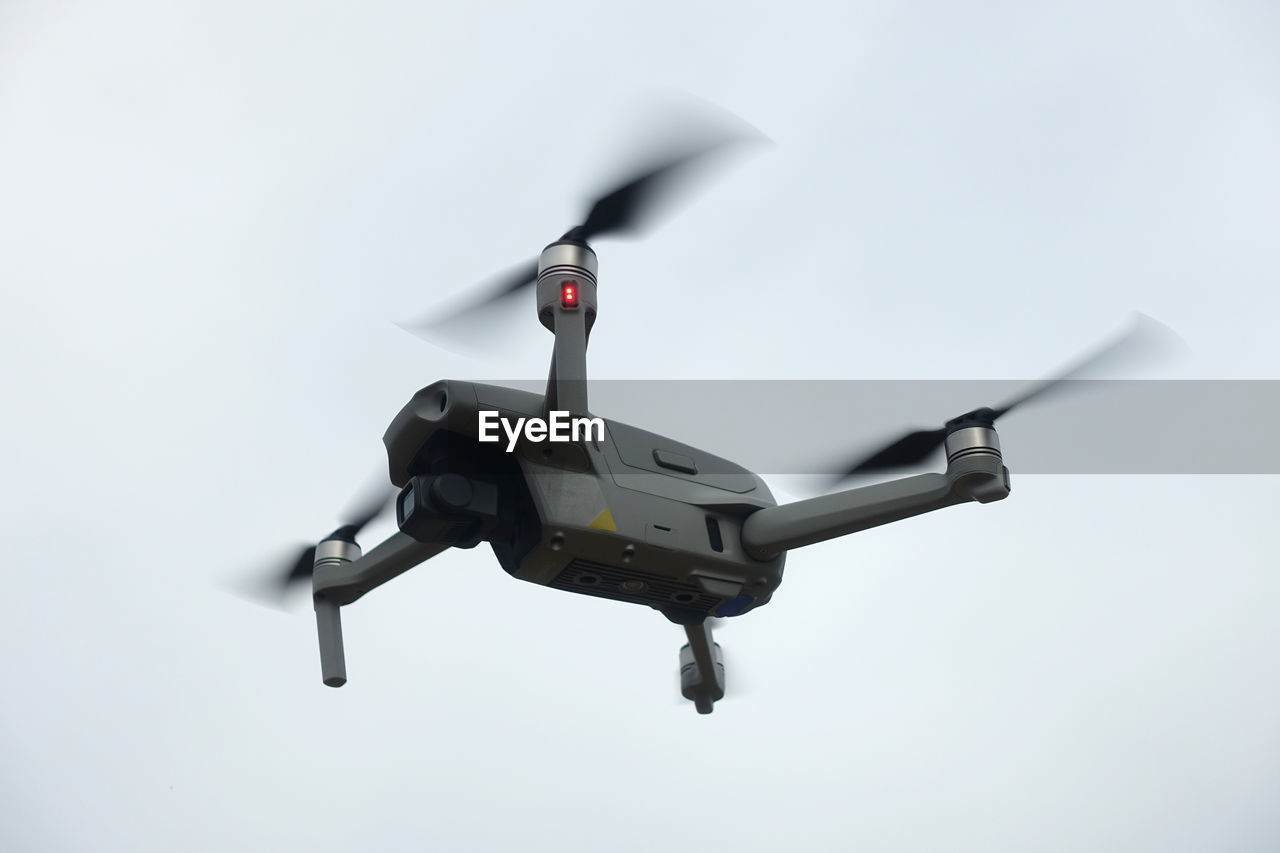 Close up view of a small drone flying in mid air at bukit gambir penang