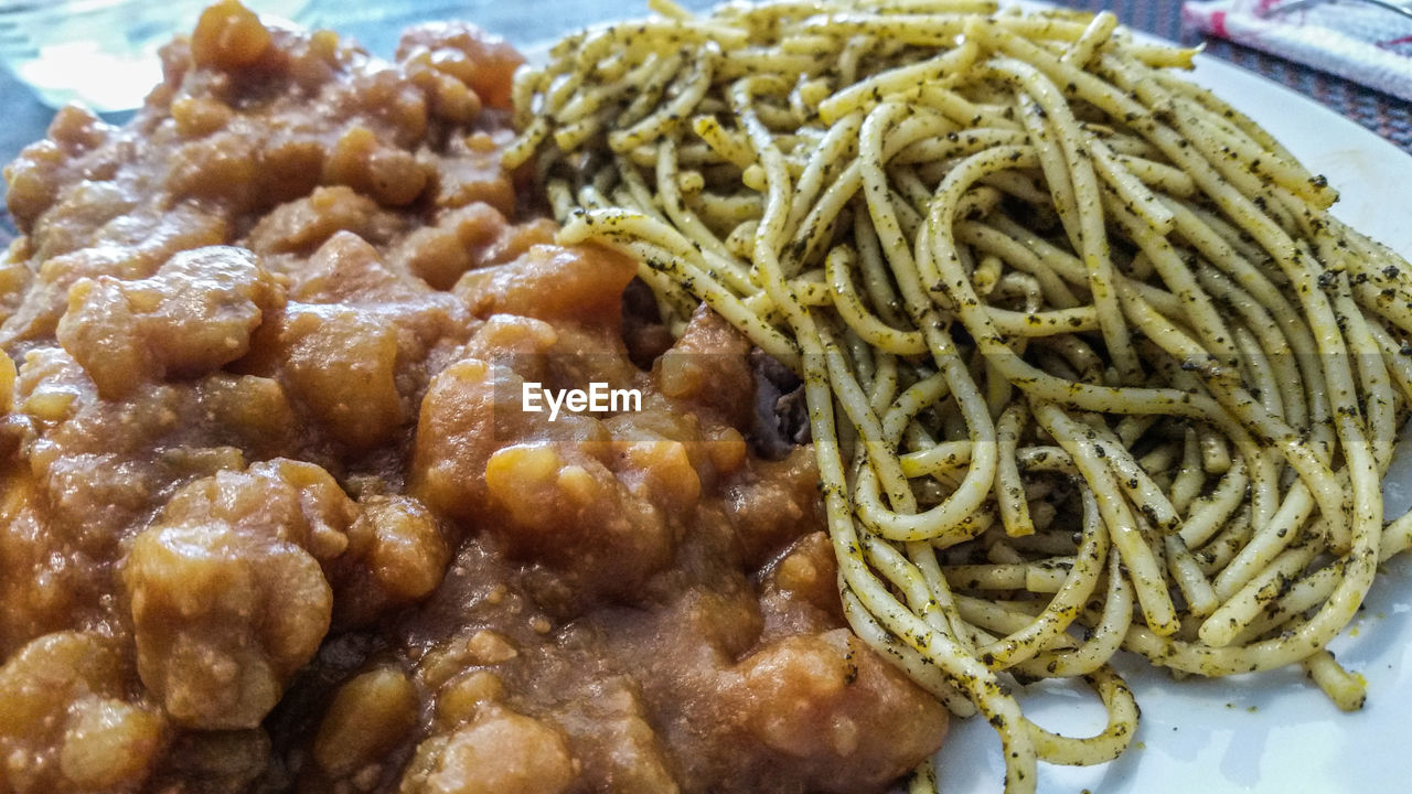 Close-up of food served in plate