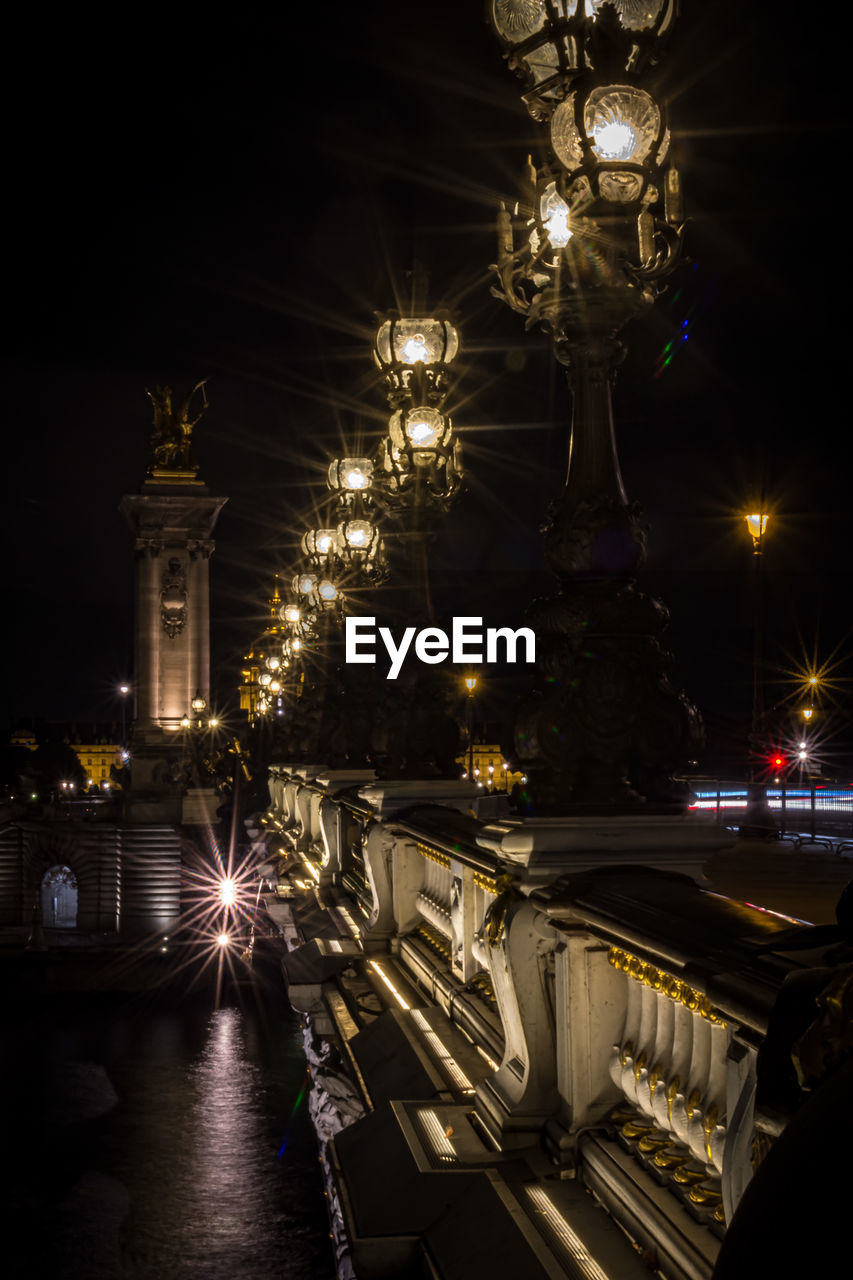 Night light on the alexander iii bridge in paris