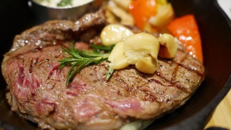 Close-up of steak served in plate