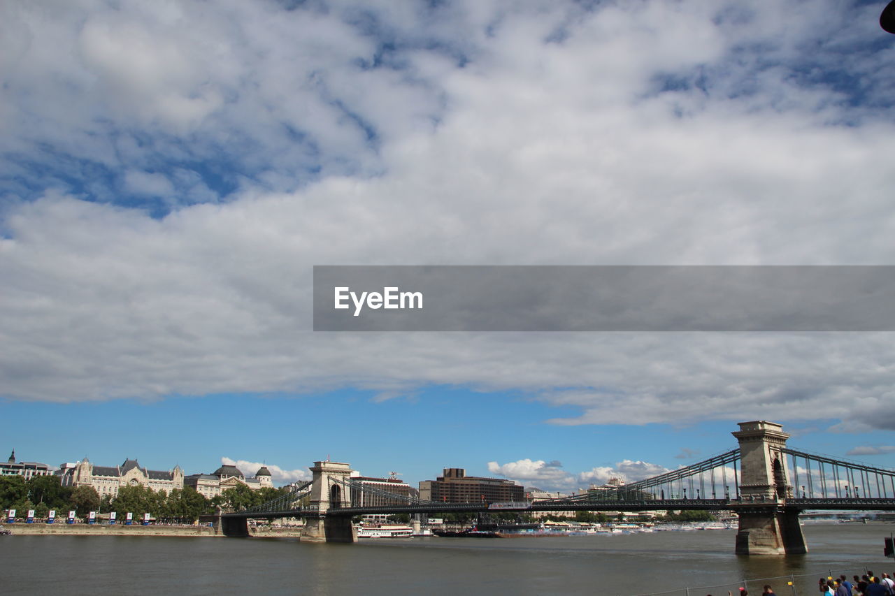 LOW ANGLE VIEW OF SUSPENSION BRIDGE